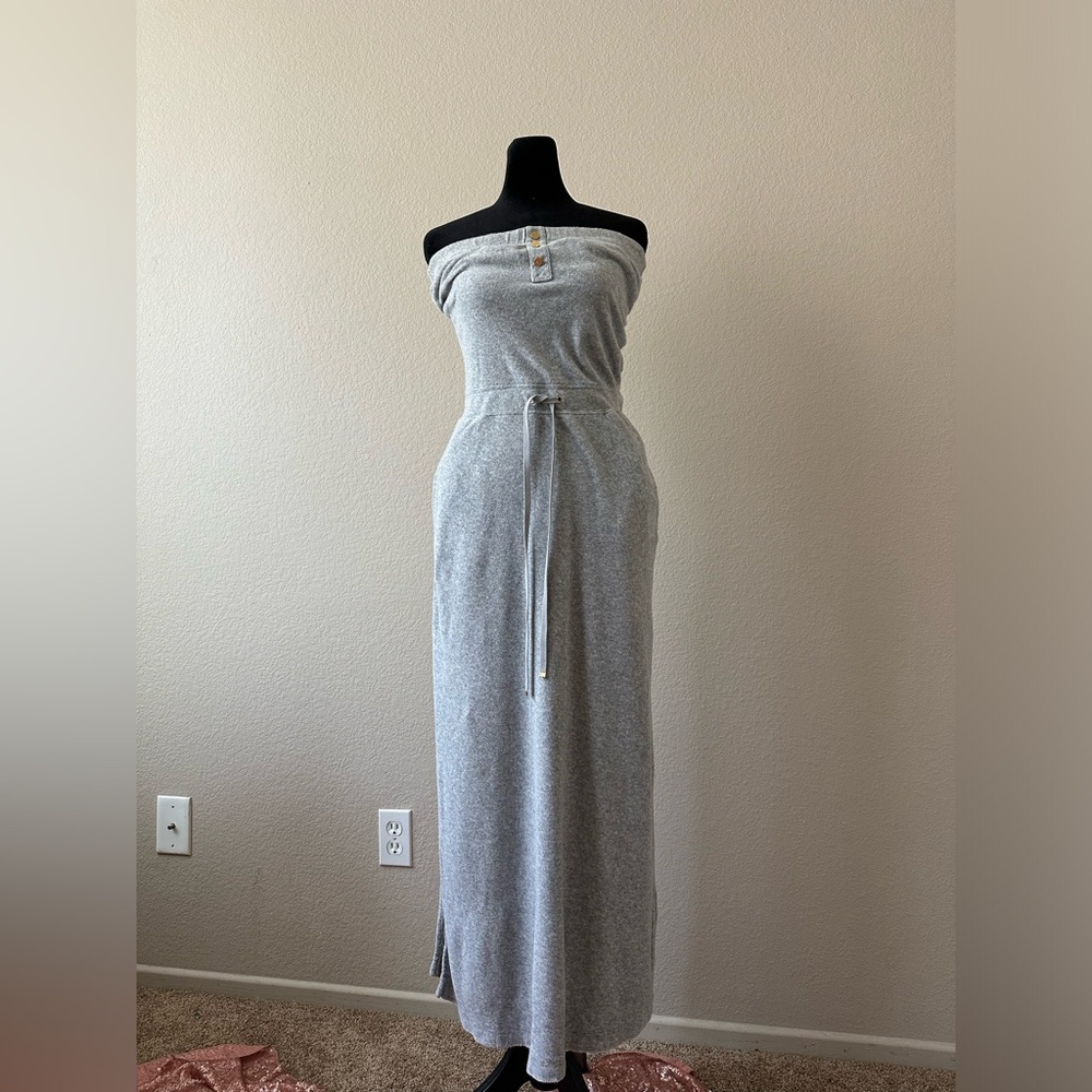 Juicy Couture Dress XS  Smocked Terry Tube Top/Dress Beach Cover-up Gray/ VTG
